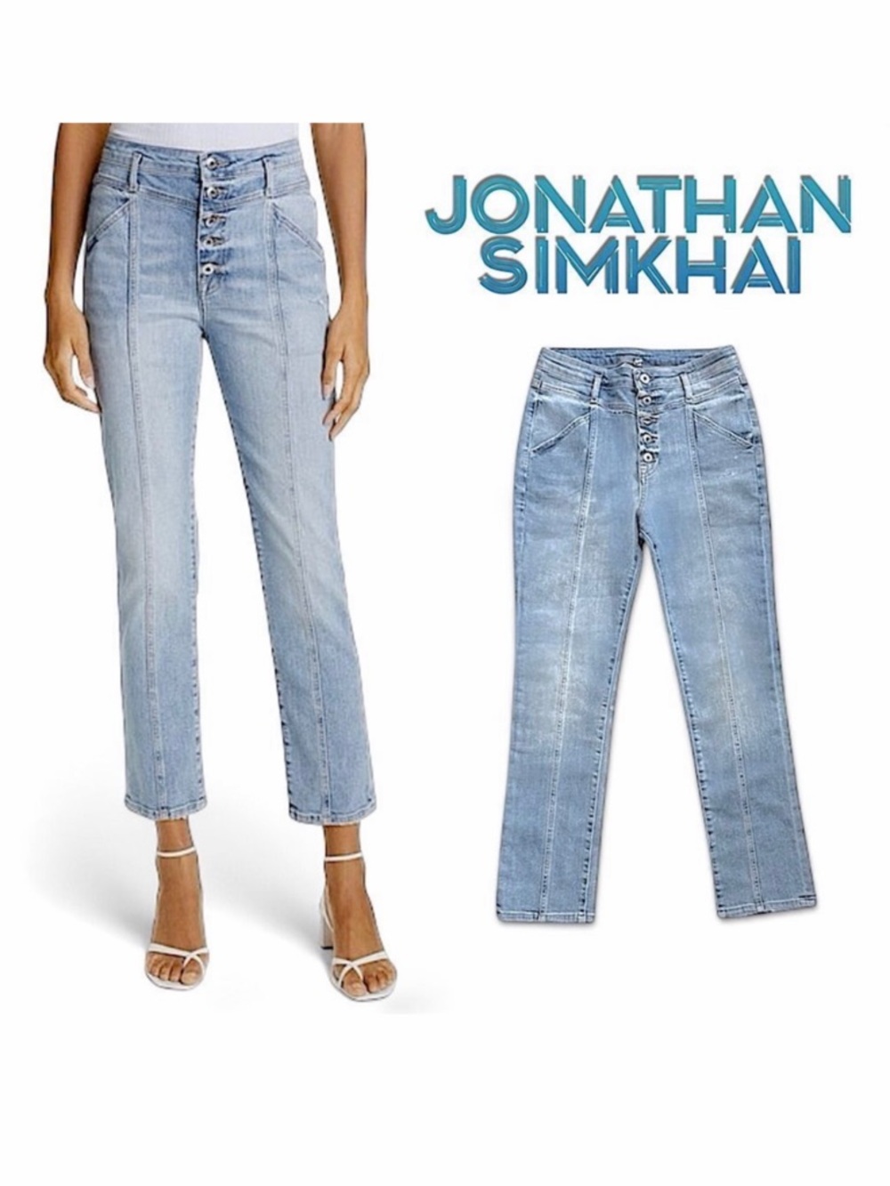 Jonathan Simkhai Marley High Rise Slim Straight Leg Jeans